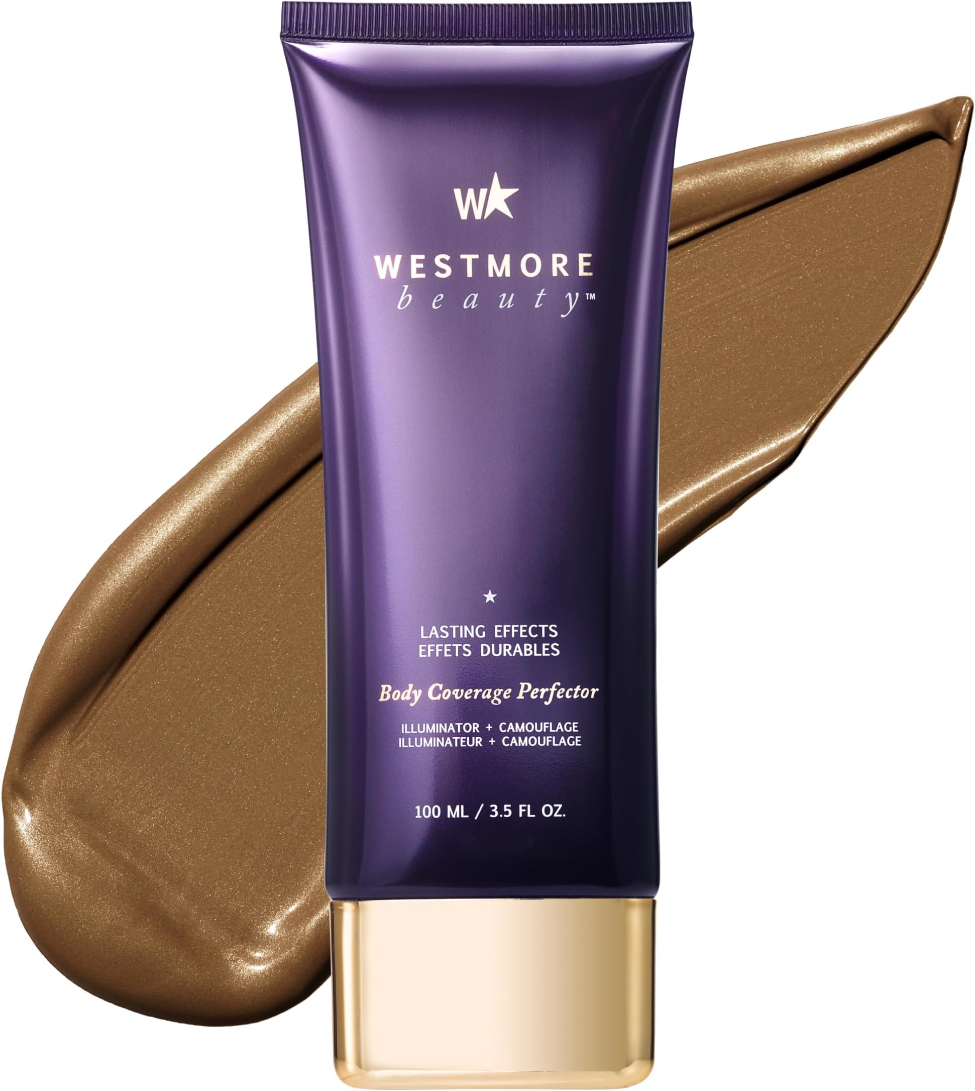 Westmore Beauty Body Coverage Perfector 2.5 Oz/ 74ml Waterproof Leg and Body Makeup, Covers Tattoos, Viens or Scars Won't Transfer (Bronze Radiance)