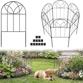 Arcticbird 24in x 6ft Rustproof Metal Garden Fence - 6PCS Arch Panels, No Dig Animal Barrier for Rabbits, Dogs, Flower Beds & Patio