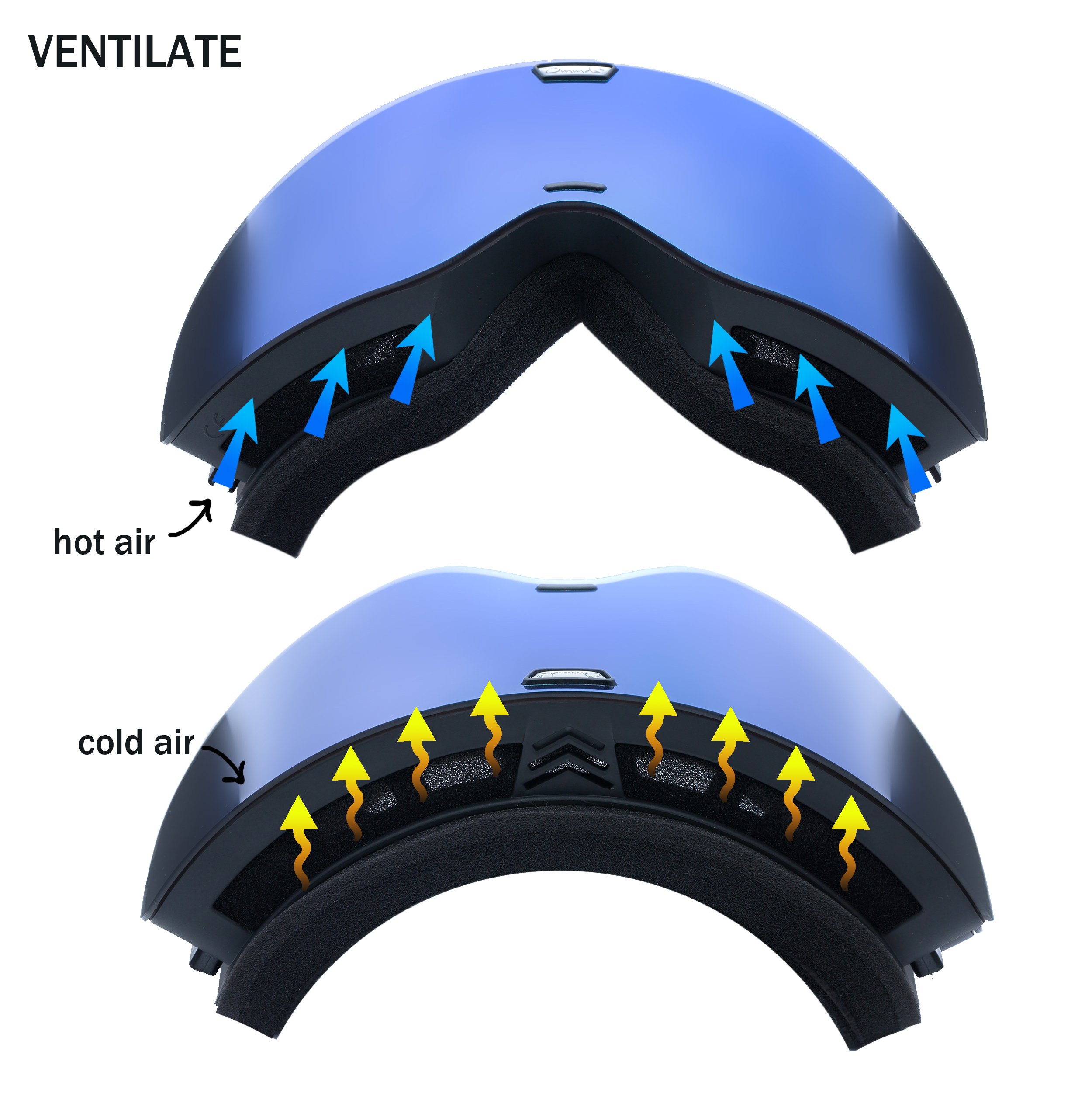 Unisexe Masque de Ski OTG sans Cadre Snowboard avec Objectif Interchangeable, Extra Large Vision Masque de Ski pour Homme et Femme, REVO Green VLT 16.04%