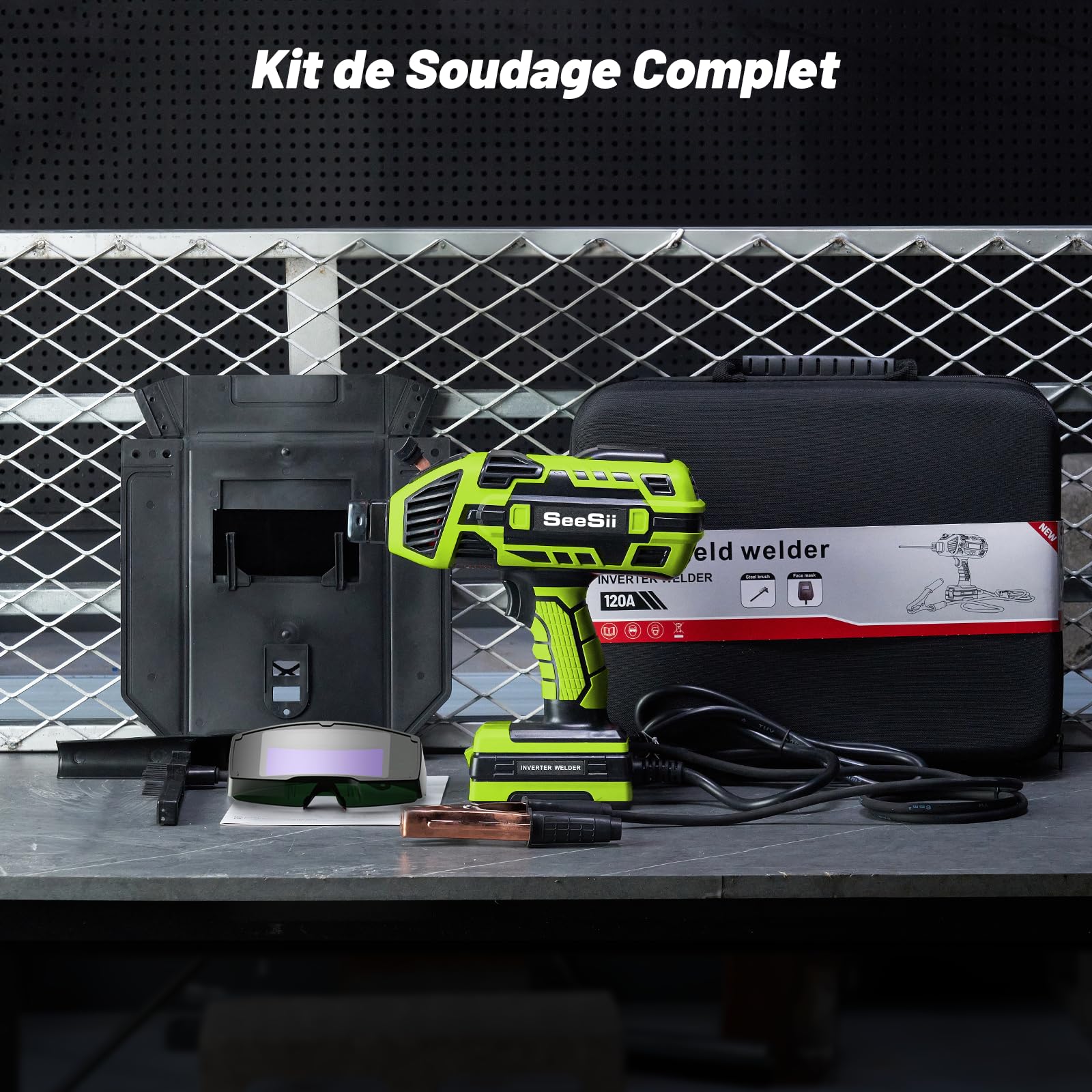 Poste à Souder Portatif Électrique ARC IGBT Inverter 220 V 120 A pour Soudage Acier, Réparation Pièces Métalliques, Soudage Châssis, Carrosseries et Étagères Métalliques