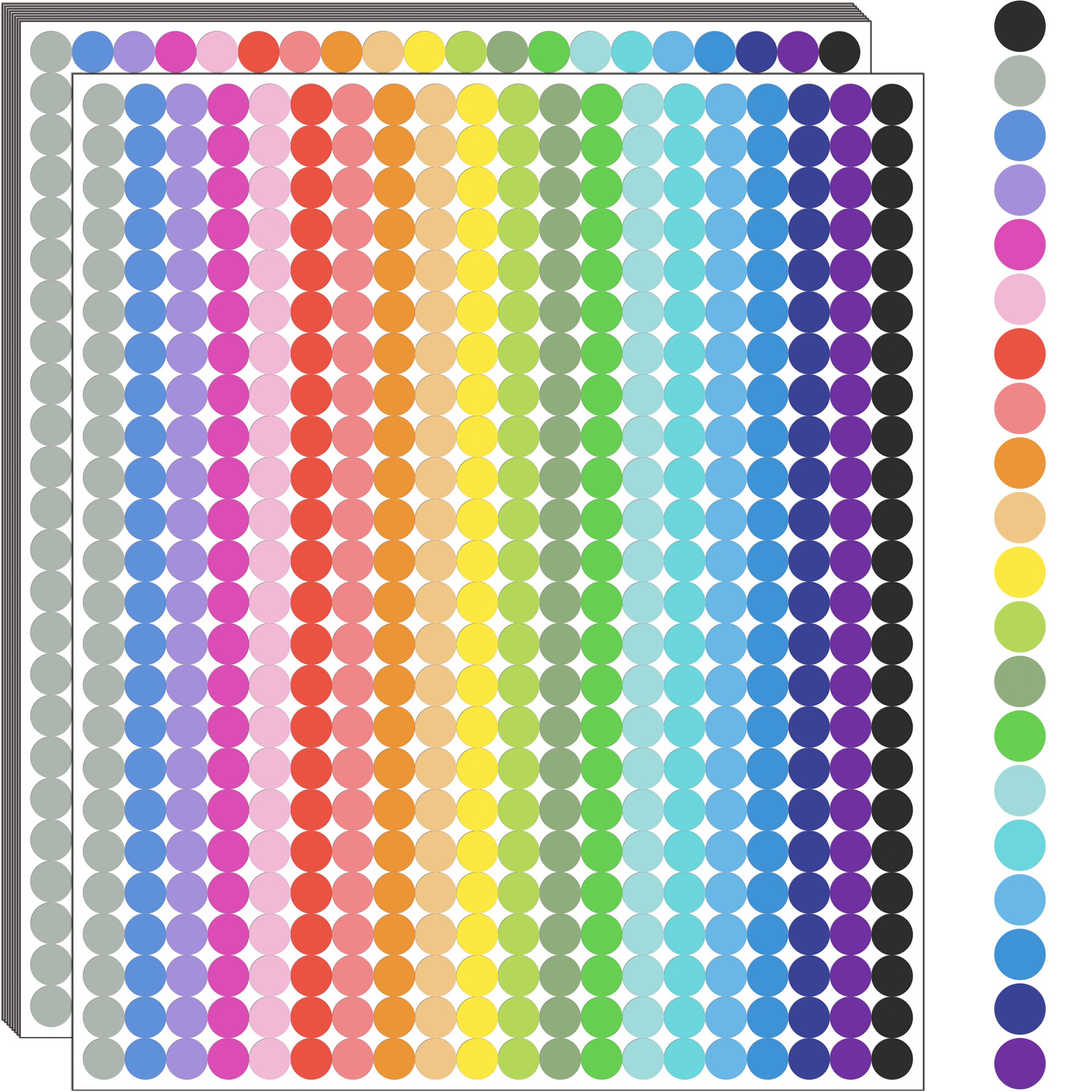 10000 PCS Small Dot Stickers 1/4" Round Color Coding Labels Circle Dot Stickers Label Sticker in 20 Colors for Office,Classroom
