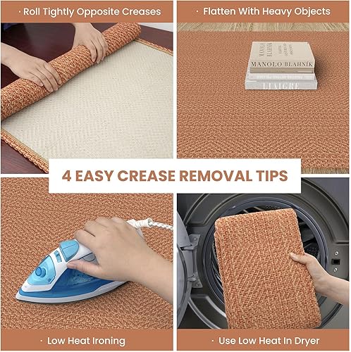 Miniatura 62 de IOHOUZE Alfombra lavable de 4 x 6 pies con parte trasera de goma antideslizante tejida para interiores y exteriores, alfombra para entrada