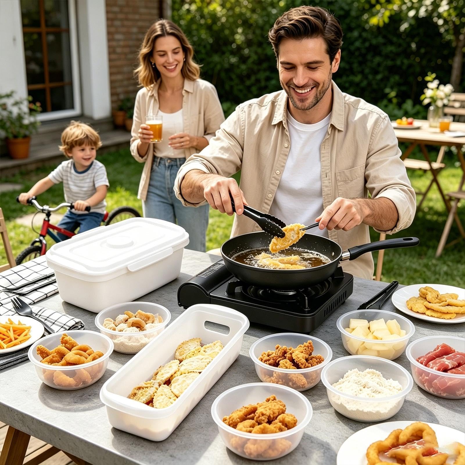 Cuenco Agitador Rebozador Para Freír 2 Piezas de Utensilios | Contenedor Agitador para Rebozado Para Aros De , Verduras, Alitas Pollo, Restaurante, Cocina Y Comedor