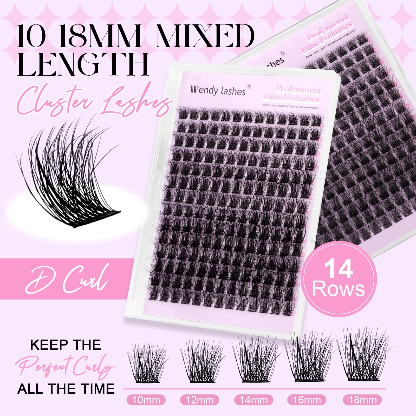 Cluster Lashes 3D Effect Individual Eyelashes Natural FD18-10-18mm Mixed Wispy Lash Clusters Reusable DIY Lash Extension at Home(FKDP-lash-FD18-3D) - Image 2