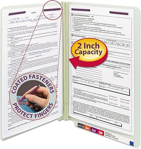 smd37715Smead 37715grisverde extremo Tab Pressboard cierre carpetas de archivo con SafeSHIELD sujetadores