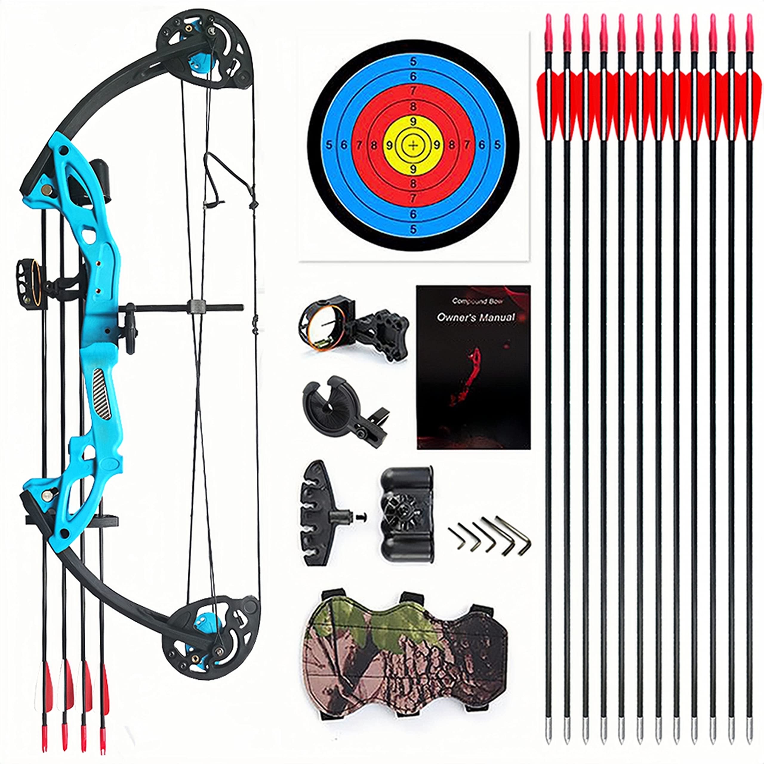 Lanneret Compound Bow and Archery Sets - Right Hand Archery Compound Bows 15-29 lbs Draw Weight Adjustable for Youth and Beginners?Hunting Bow Kit for Beginner