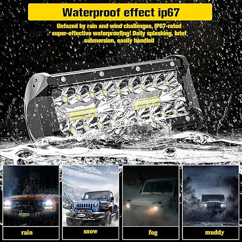 Miniatura 10 de Barra de luz LED de 7 pulgadas, 240 W, 24000 lm, luces LED de triple fila, haz combinado de inundación de punto blanco, luces de conducción