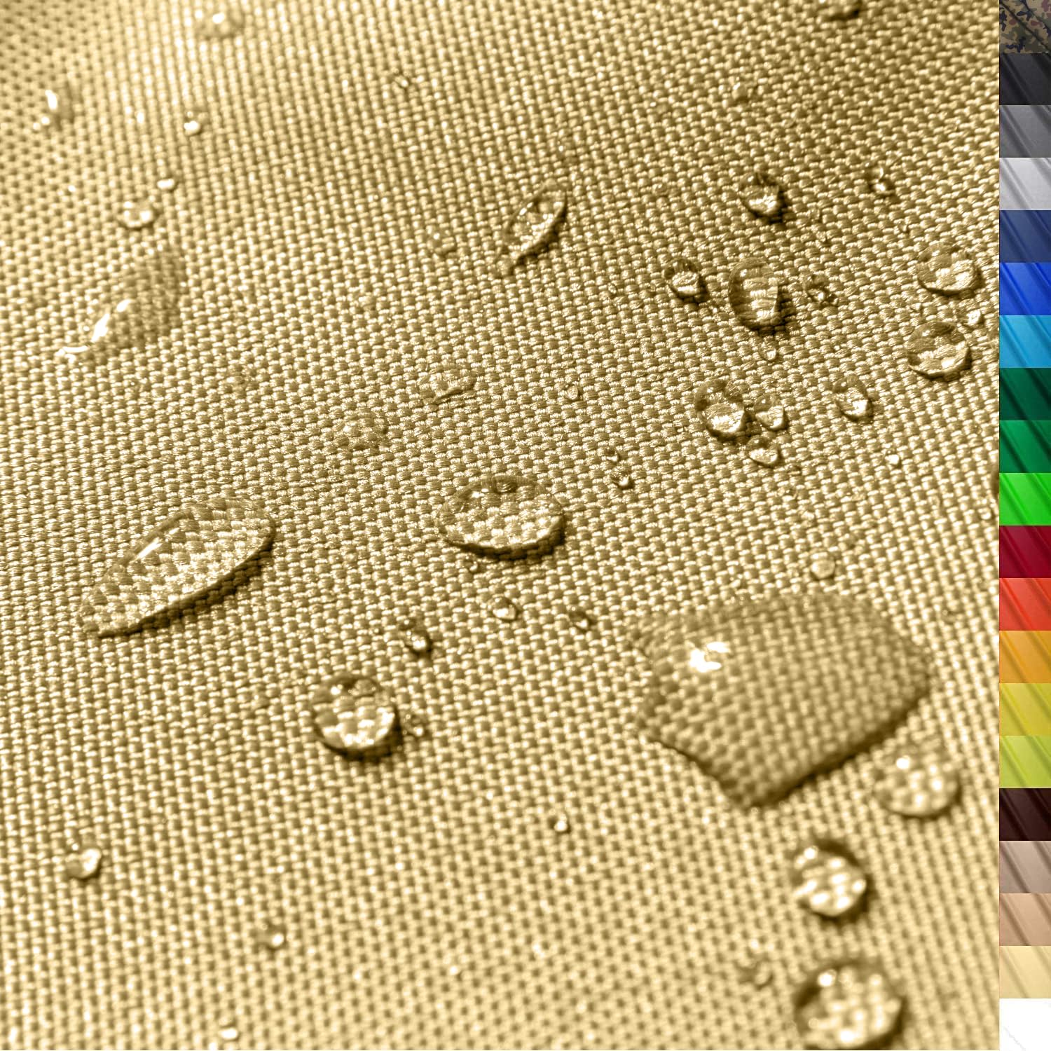 "MONACO" Tessuto impermeabile di poliestere | 200cm x 160cm | colonna d' acqua di 12.000 mm | Colore 03 | Beige | Tessuto di poliestere largo 160cm al metro impermeabile ESTERNO