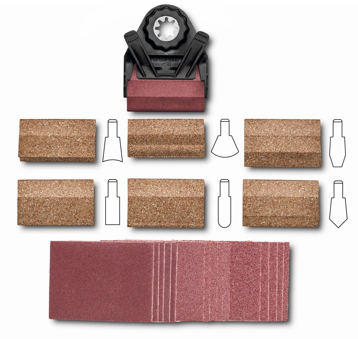 Fein Profil Schleifset, 22-teilig (Aufnahme Starlock Plus, zum Schleifen in Nuten + an Außenradien) 63810031010