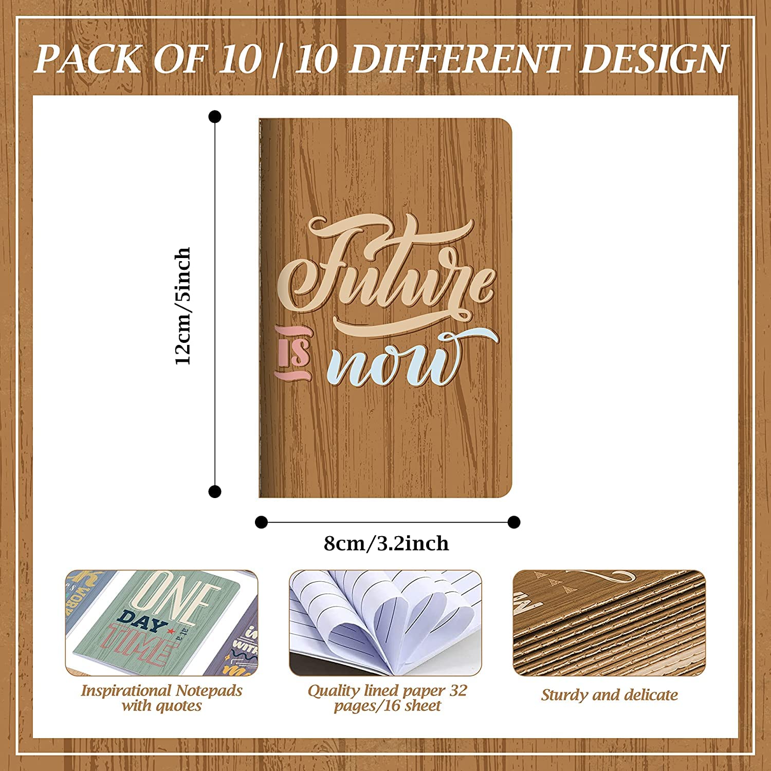 BIROYAL 10 Pieces Inspirational Notepads Mini Motivational Journal Notebook Small Pocket Notepads Mini Notebooks for School Office Home Gift Bulk Prizes Travel Supplies - Image 3