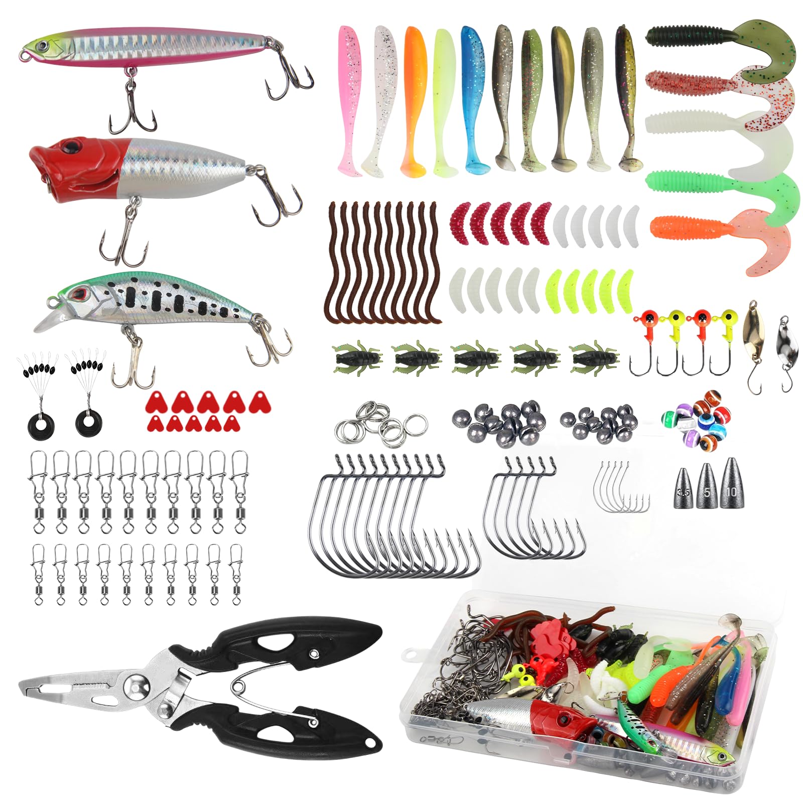155 Pièces Coffret D'appâts avec Leurres Durs leurres Souples Appâts