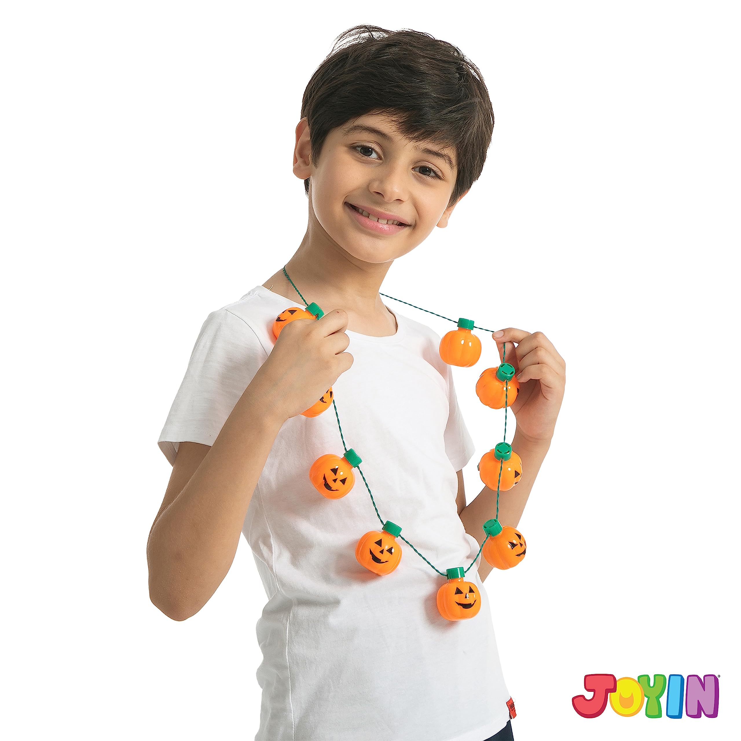 Hifot LED Halsketten Halloween - 12x Rotierende Kürbis, Spinne, Geist & Schädel