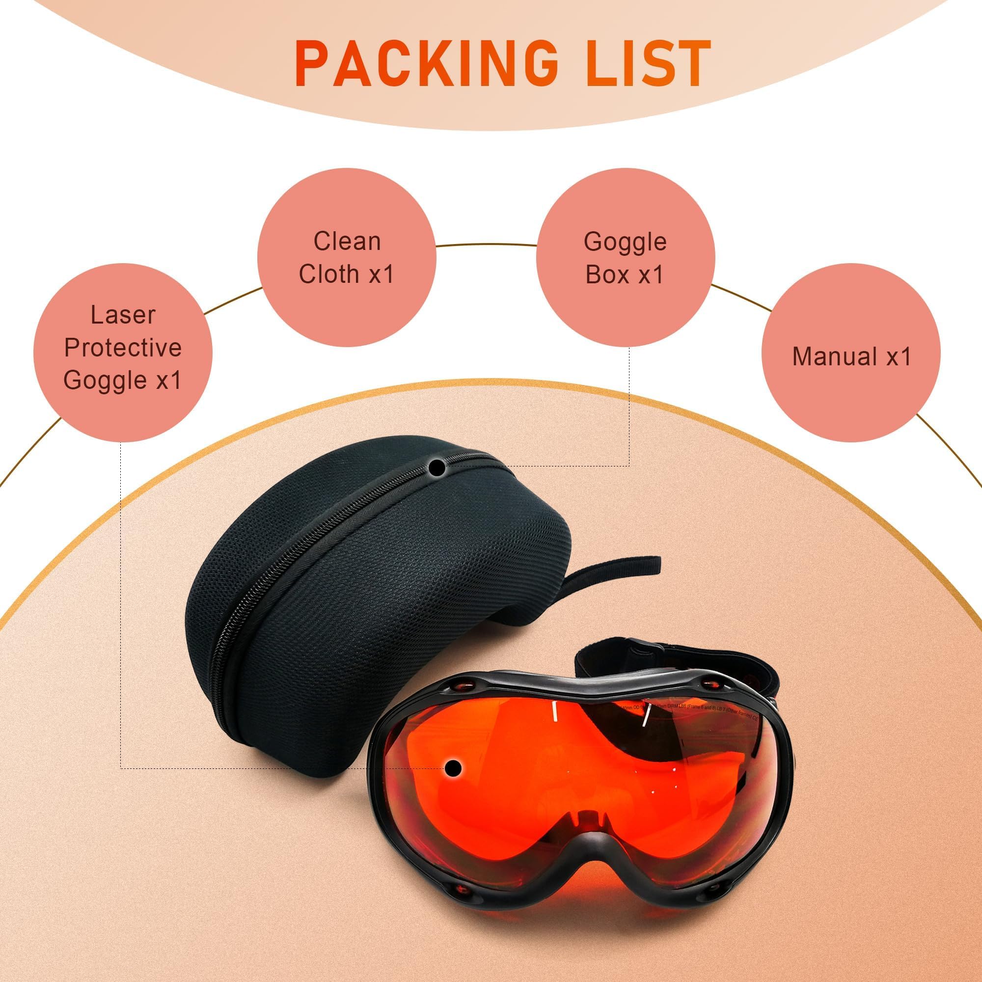 MCWlaser 190-540nm Gafas de Protección Seguridad Láser OD7+ Laser Safety Goggle Glasses Para UV light Violet Blue Green Laser 405nm 445nm 450nm 473nm 532nm Tipo de absorción EP-3