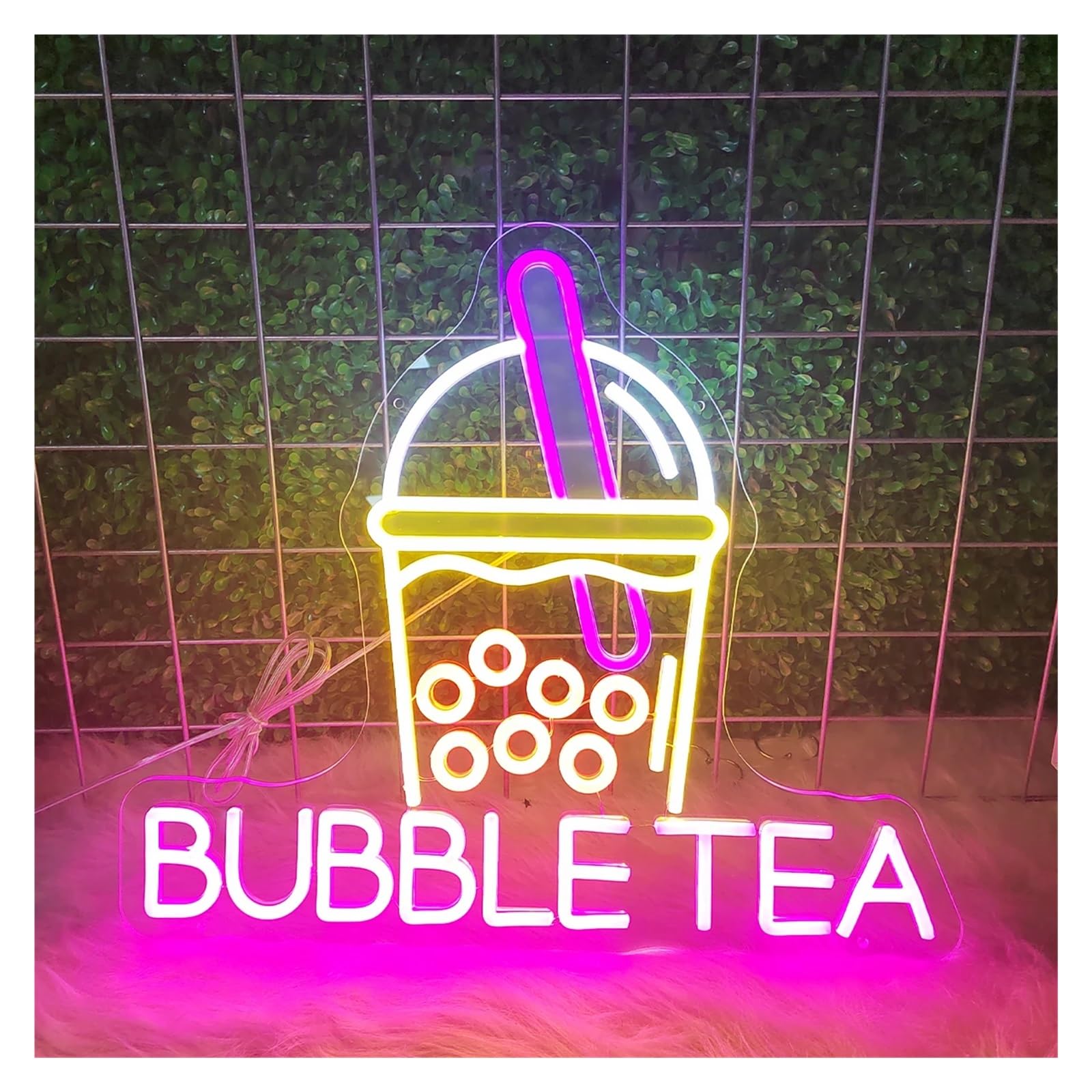LEMST Signs Lamp Bubble Tea Neon Sign Milk Tea Light Dimmable USB Powered for Boba Tea Drink Shop Display Wall Decor 48cmx41cm