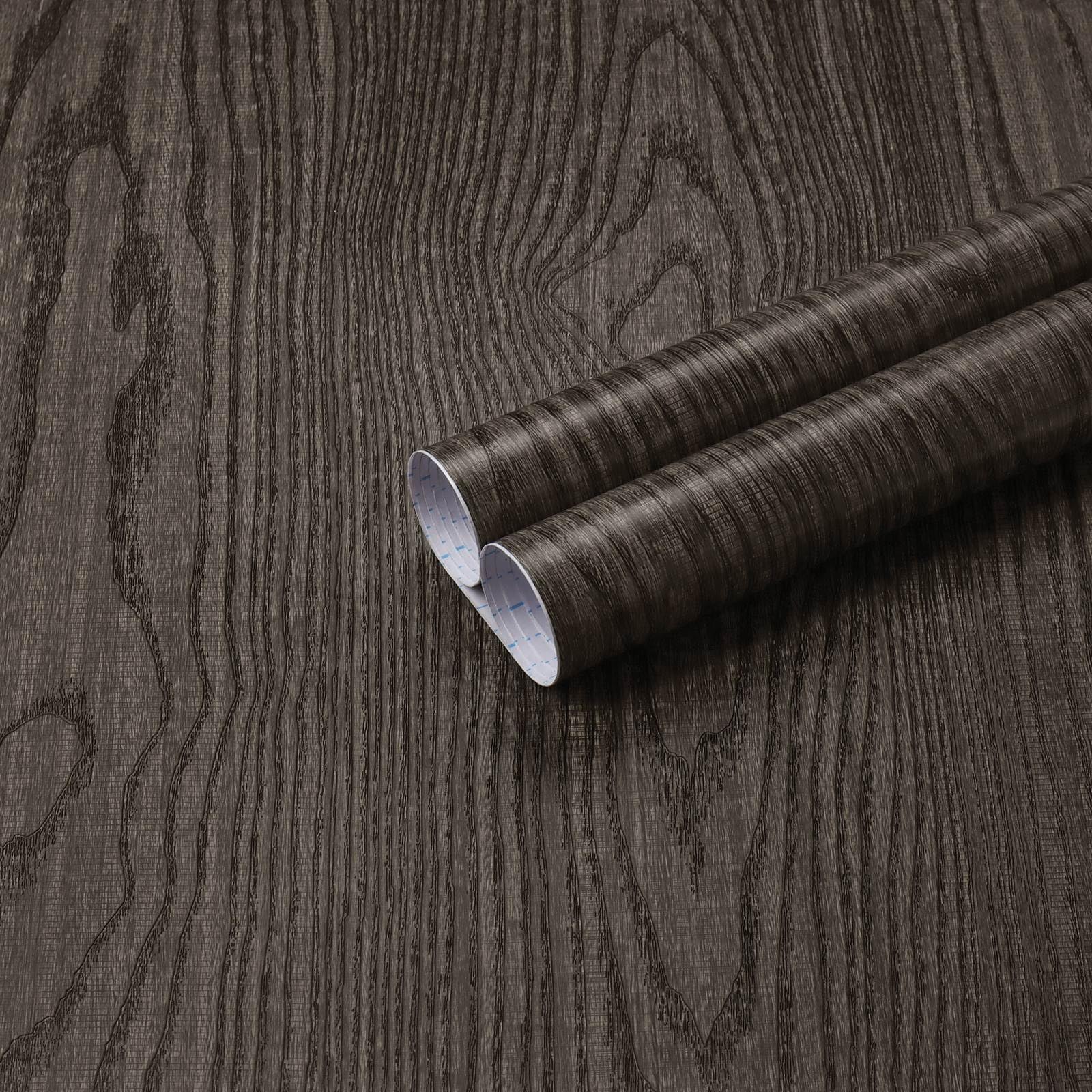 Dimoon Black Wood Wallpaper Wood Contact Paper Thickened Embossed Gray Wood Grain Wallpaper Peel and Stick Wallpaper Removable Wood Rustic