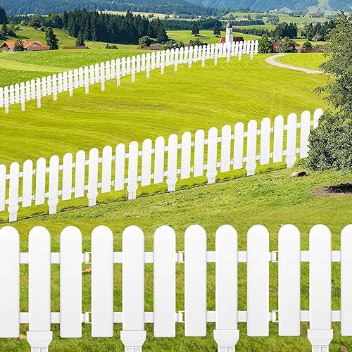 Miniatura 6 de ELECLAND 22 piezas de valla de jardín con 22 piezas de inserción de valla de plástico blanco valla de jardín bordes de valla de césped parterres