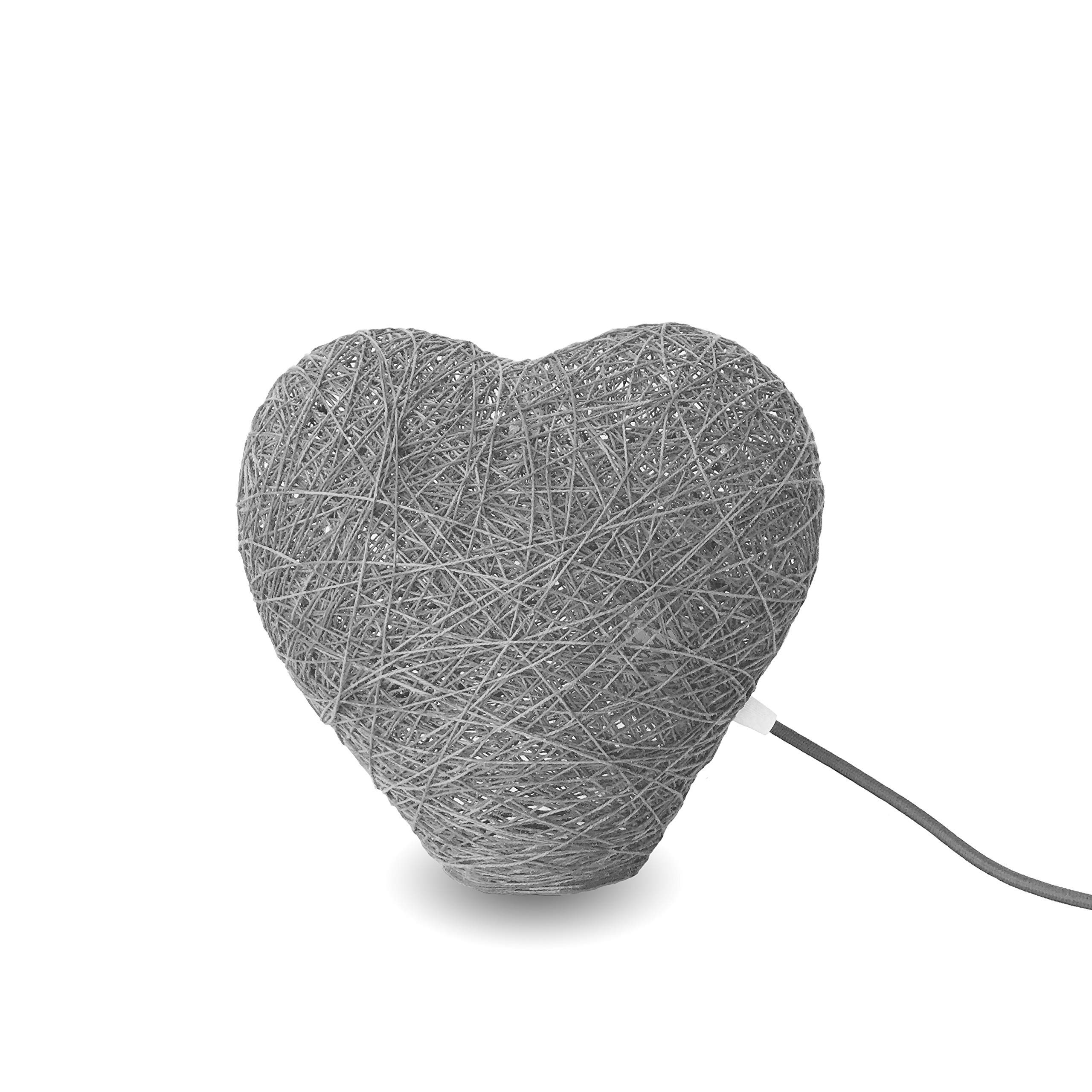 Lámpara de sobremesa corazón roja decorativa de hilo de algodón, artesanal, hecha a mano 30 cms. HEART