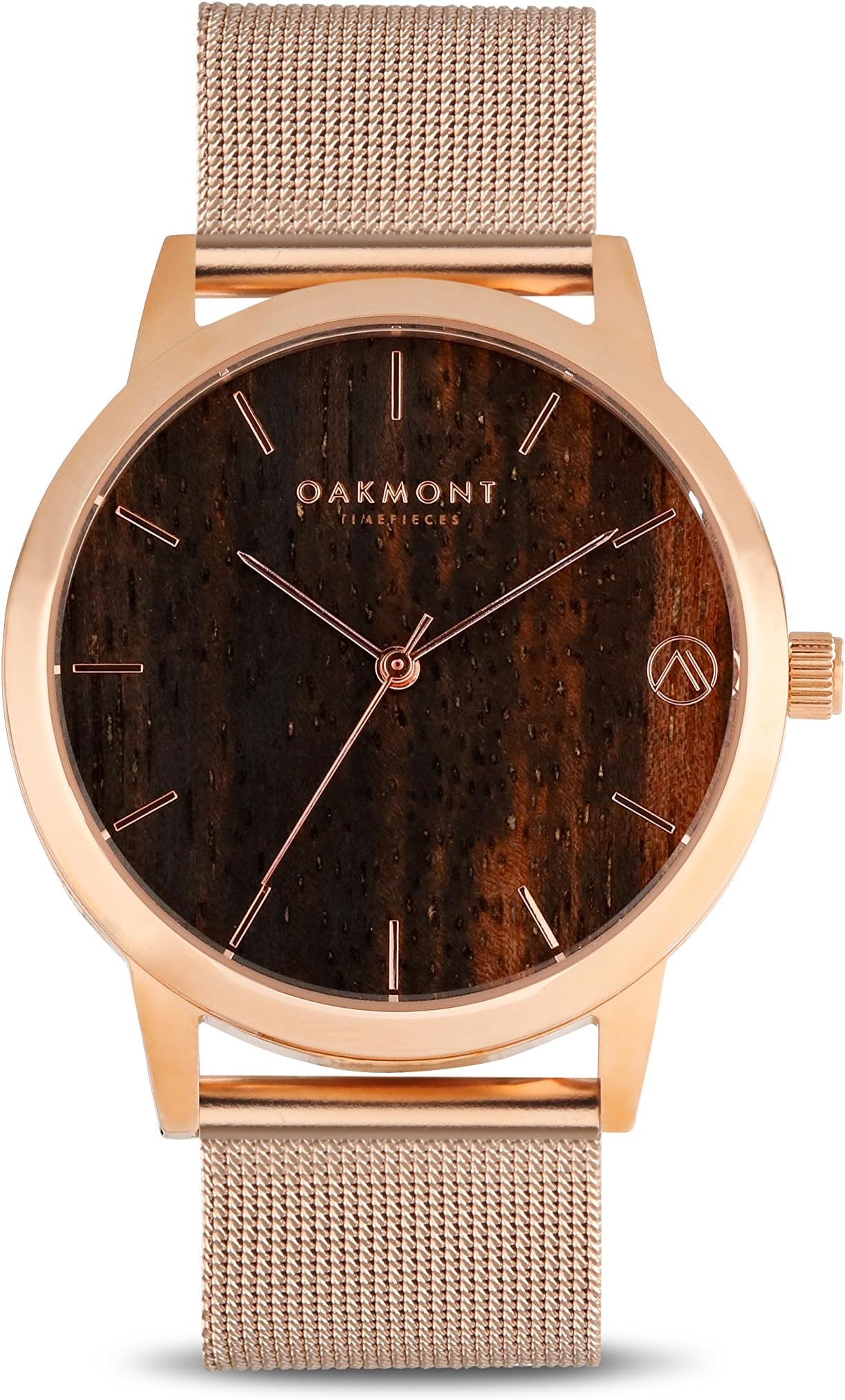 Oakmont Timepieces Mens/Womens Wooden Watch – Rose Gold Case. Gift Box & 12 Month Warranty Included