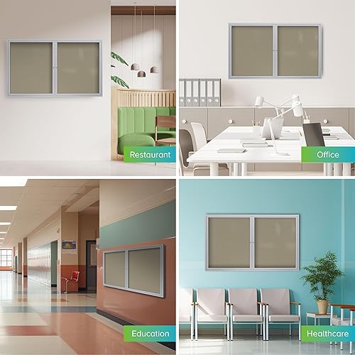 Miniatura 4 de Ghent Tablero de anuncios de vinilo cerrado para exteriores de 36 x 60 pulgadas, resistente a las roturas, con cerradura, marco de aluminio