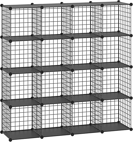 Miniatura 22 de HUBSON Organizador de almacenamiento de cubos de alambre, para libros, juguetes, manualidades, macetas para plantas y petCloset y estantes de Negro