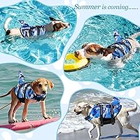 Vista 146 de Chaleco salvavidas de tiburón para perro, chaleco salvavidas ajustable para nadar con asa de rescate