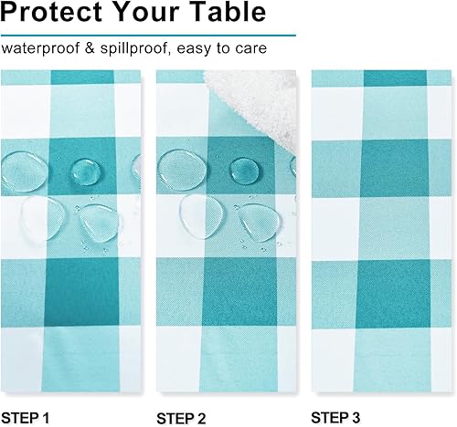 Miniatura 3 de Hiasan Mantel a cuadros impermeable, paquete de 2, 60 x 102 pulgadas, mantel rectangular a cuadros para fiesta de primavera, picnic al aire libre,