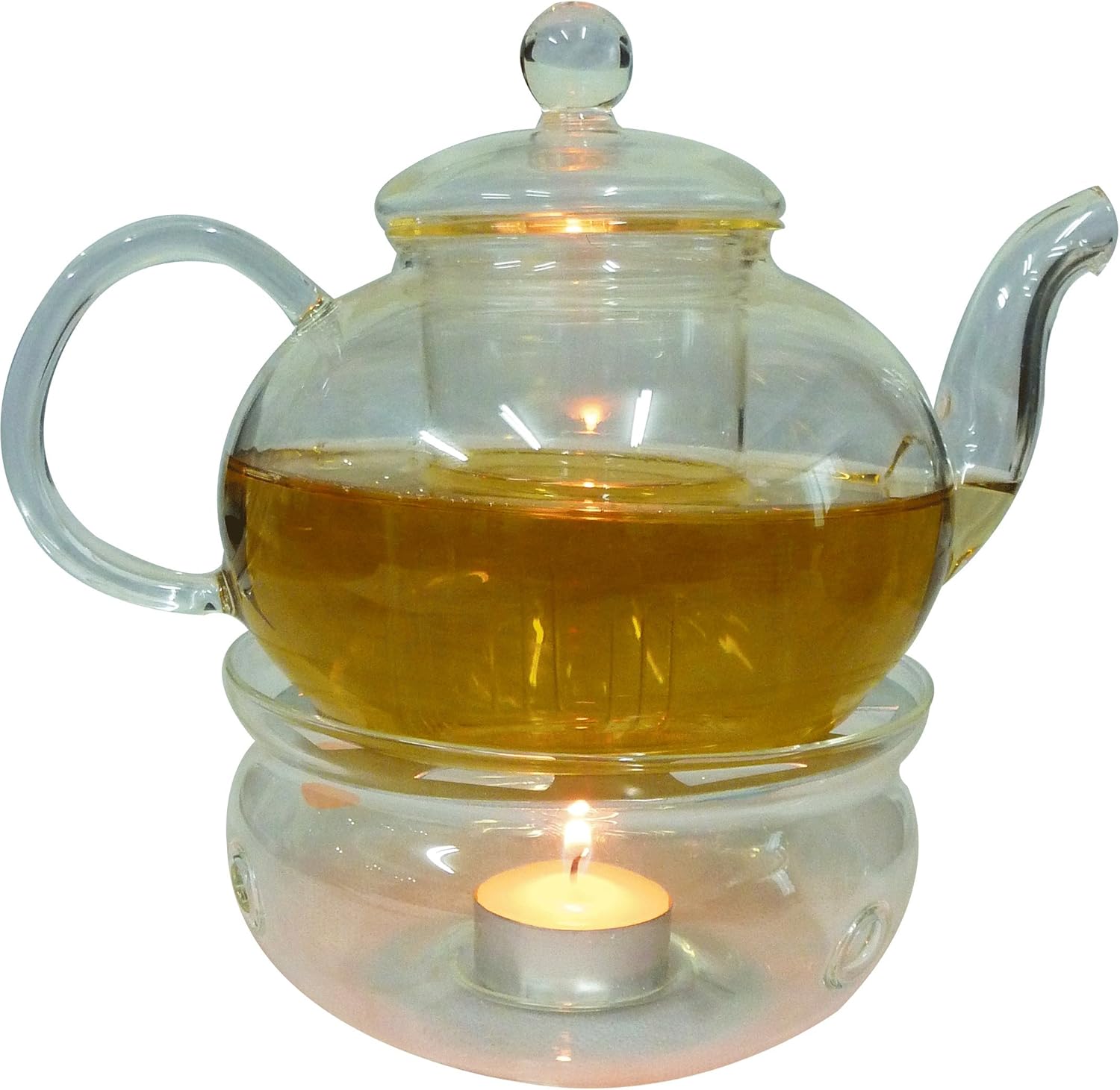 The Original Source Glass Teapot with Warmer, Clear Teapots