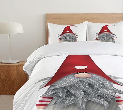 Miniatura 5 de Ambesonne Juego de funda de edredón de gnomo, mito de tonttu nórdico con estampado de folclore escandinavo, diseño de criatura finlandesa Nisser,