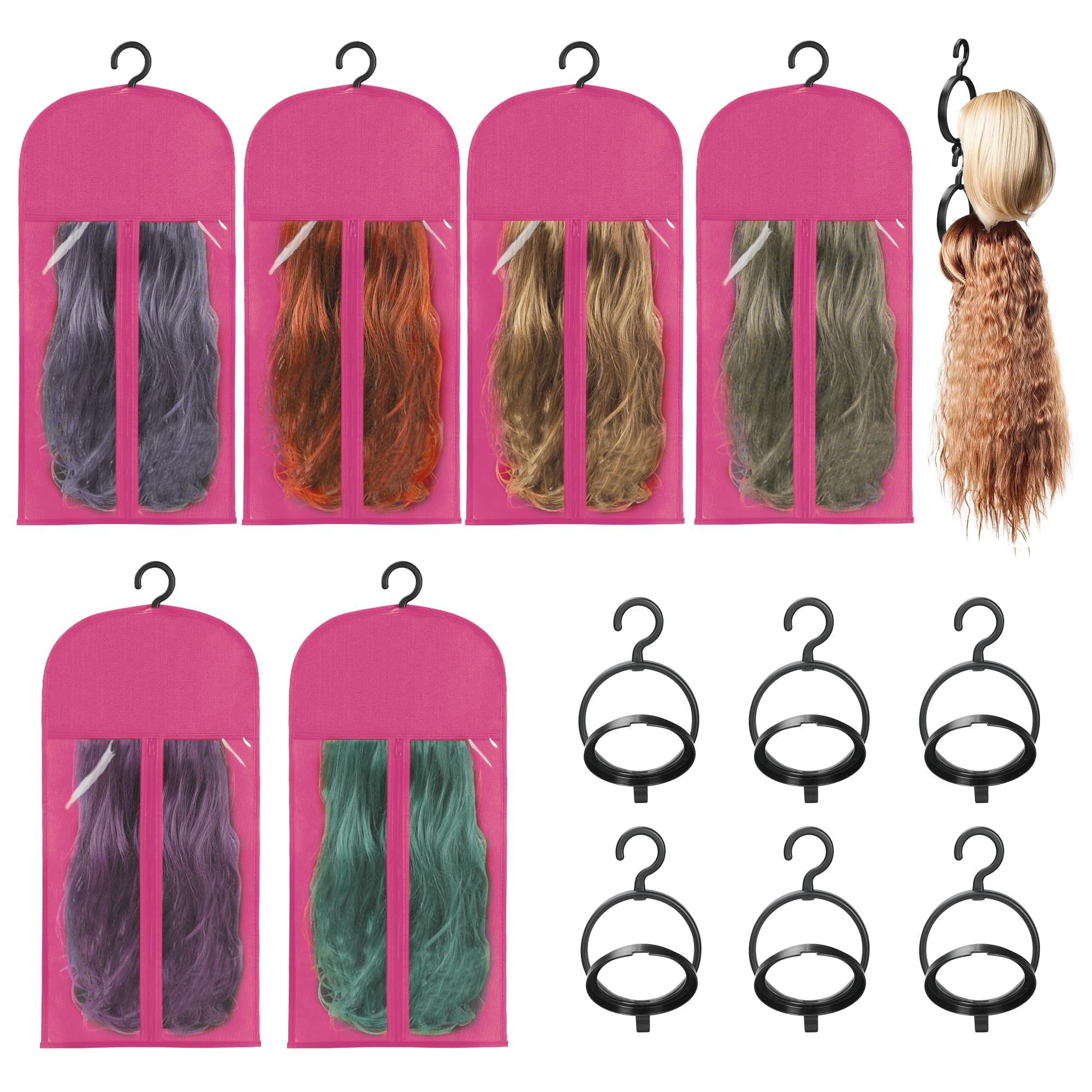 KOLLIEE Wig Storage Bags with Hangers, Dustproof Foldable Organizer