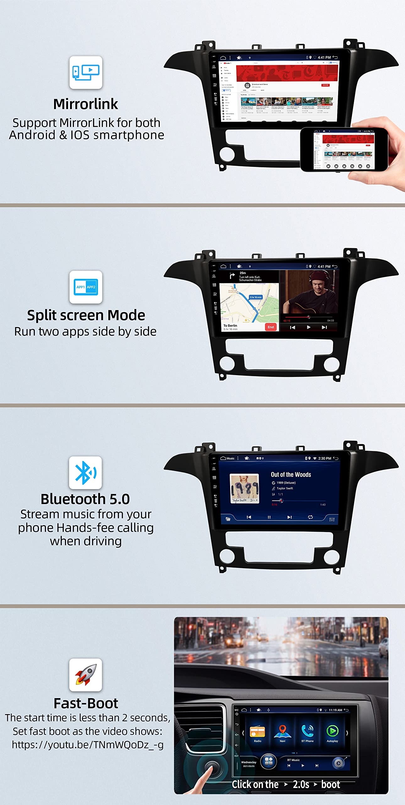 JOYX - [6G+128G] - Android 16 Autoradio para Ford S-MAX (2007-2015) - Built-in DSP/Carplay/Android Auto - Gratis LED Cámara Mic - 9 Pulgada 2 DIN - Apoyo Dab 4G WLAN BT Volante 360-Cámara Fast-Boot