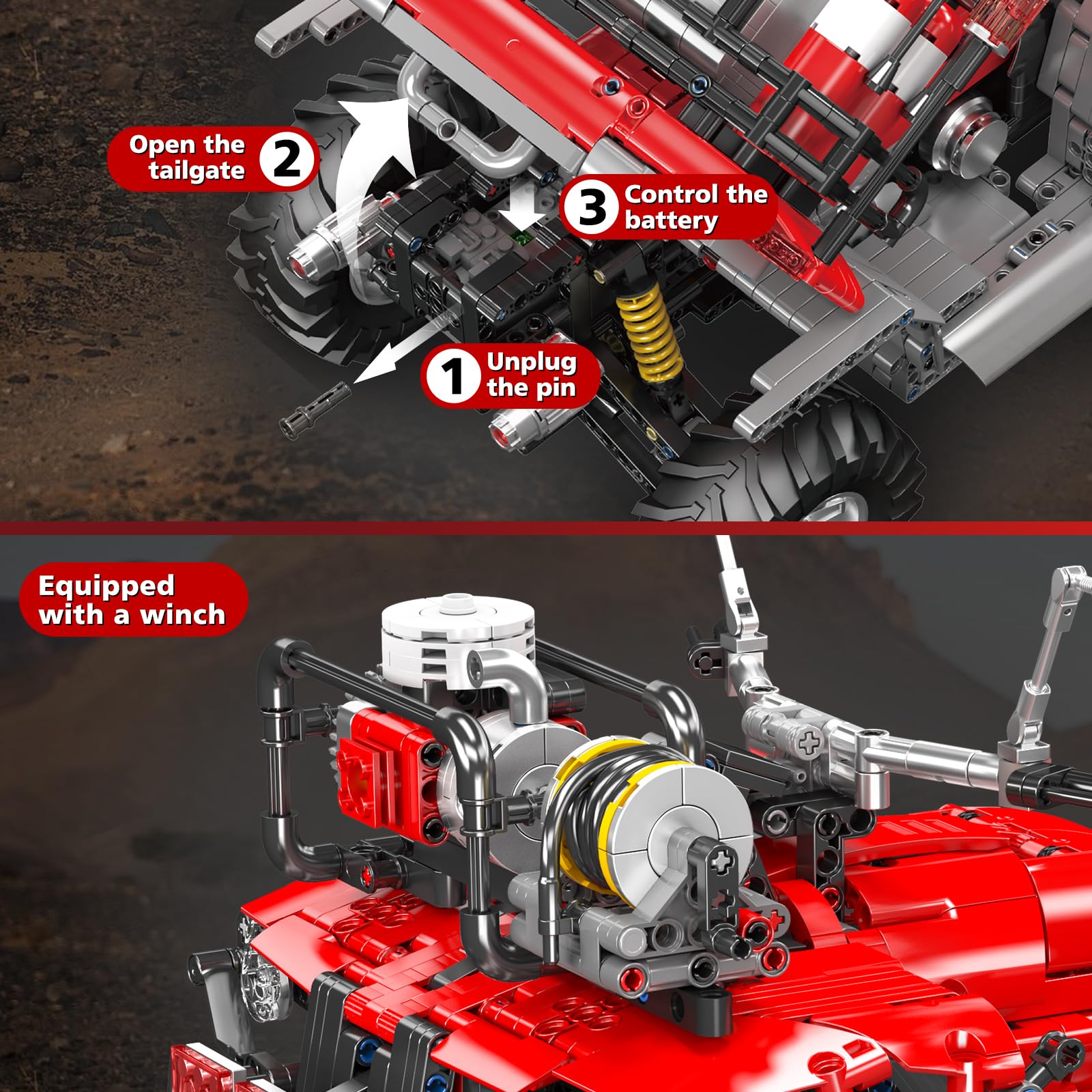 Mould King 23003 Technik ATV - Kit de construcción de Moto de Bomberos, Mando a Distancia de 2,4 G y aplicación de Doble Control, autociclo, Kit de construcción de vehículos Todoterreno (más de 2100