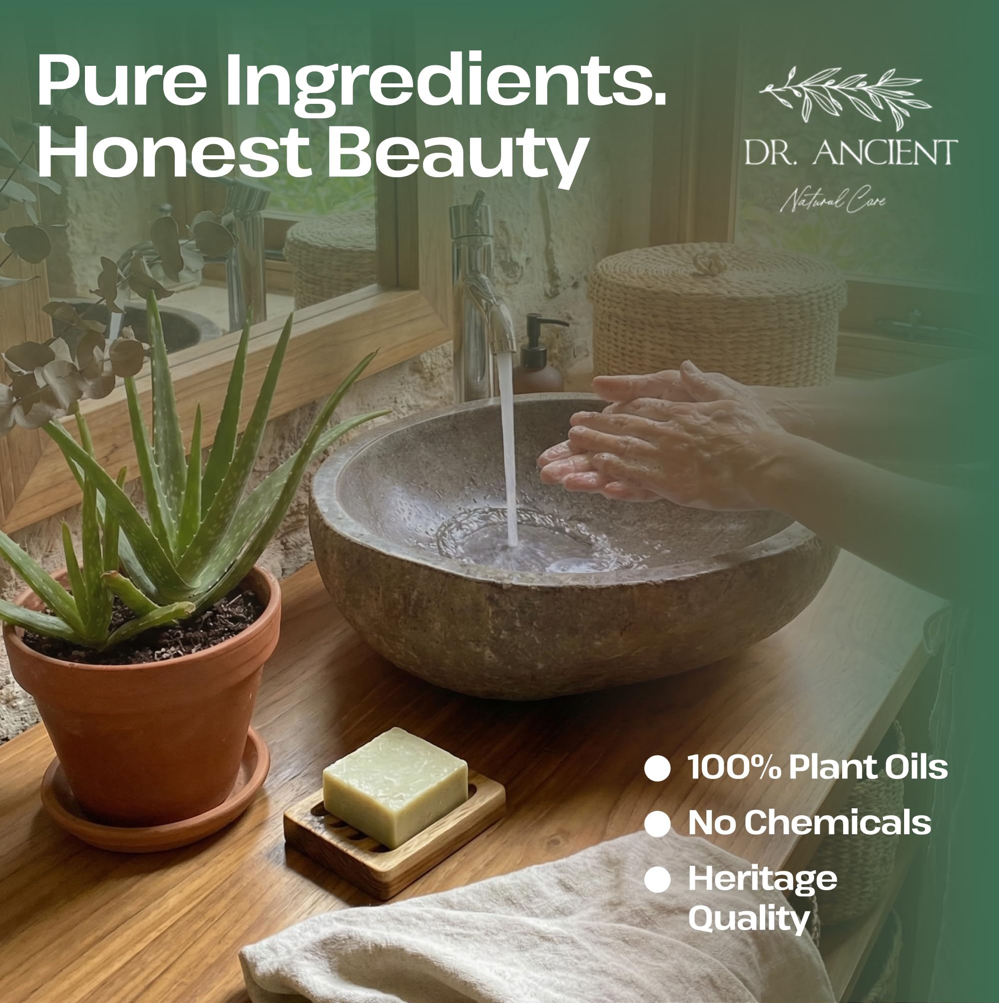 Dr.Ancient Aloe Vera Soap Bar, Organic Soap Bars Handcrafted the Traditional Way, Natural Chemical-Free, Vegan, Used for Face Wash, Body Wash, Hand Cleansing and Skin Care