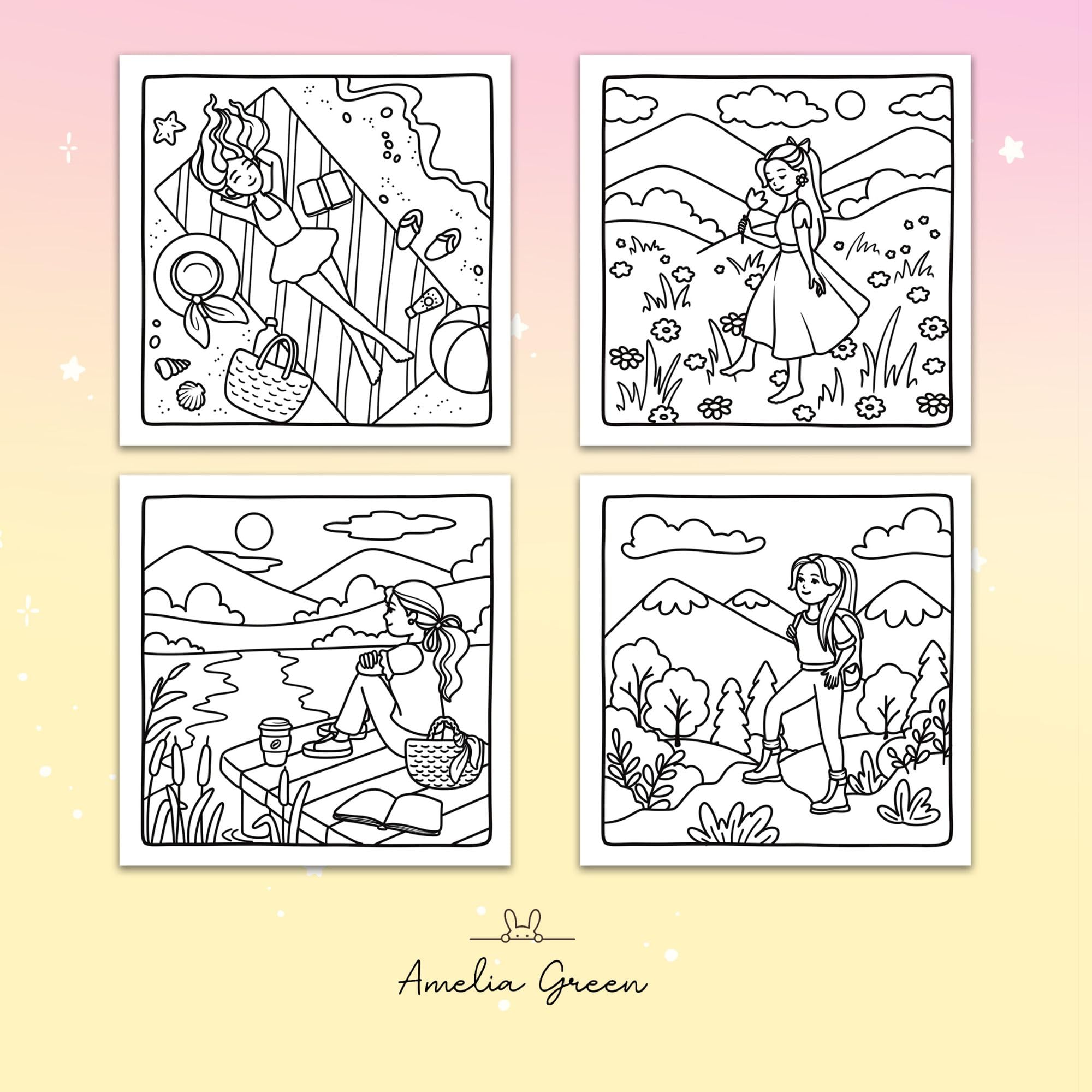 Living My Best Life: Coloring Book for Adults and Teens Featuring Cute & Girly Scenes for Relaxation
