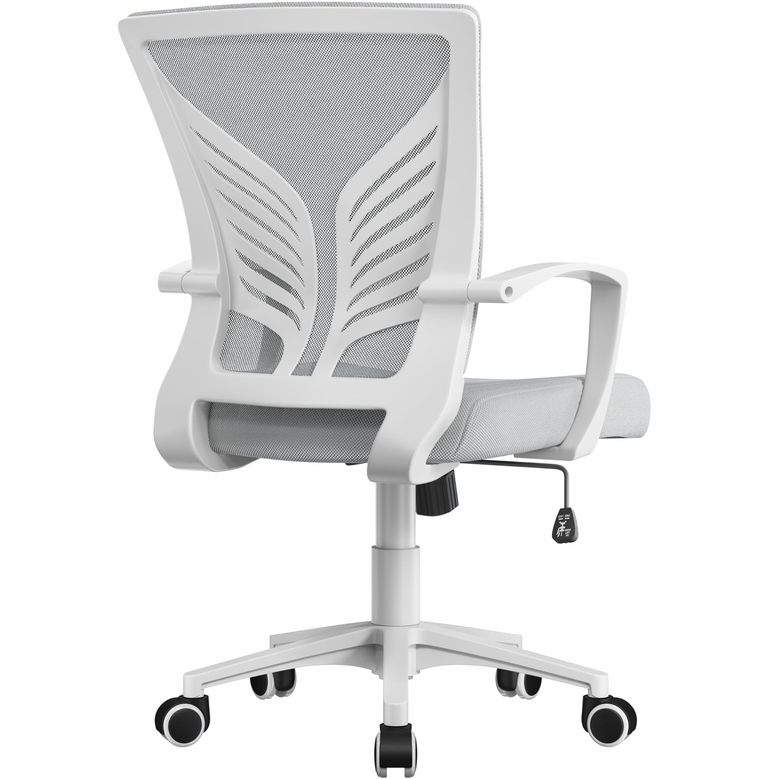 Yaheetech Silla de Oficina con Función de Inclinación, Silla Malla con Soporte Lumbar y Diseño Mariposa para Estudio, Carga Máxima 136kg, Gris Claro
