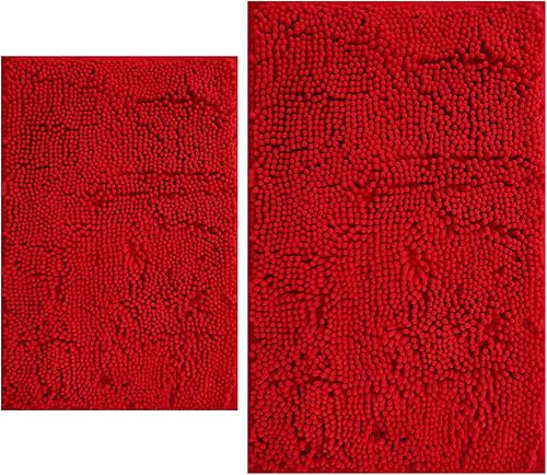 BOANKODU Juego de 2 alfombras de baño de felpilla extrasuave absorbente, alfombra de baño con parte inferior antideslizante de PVC resistente,