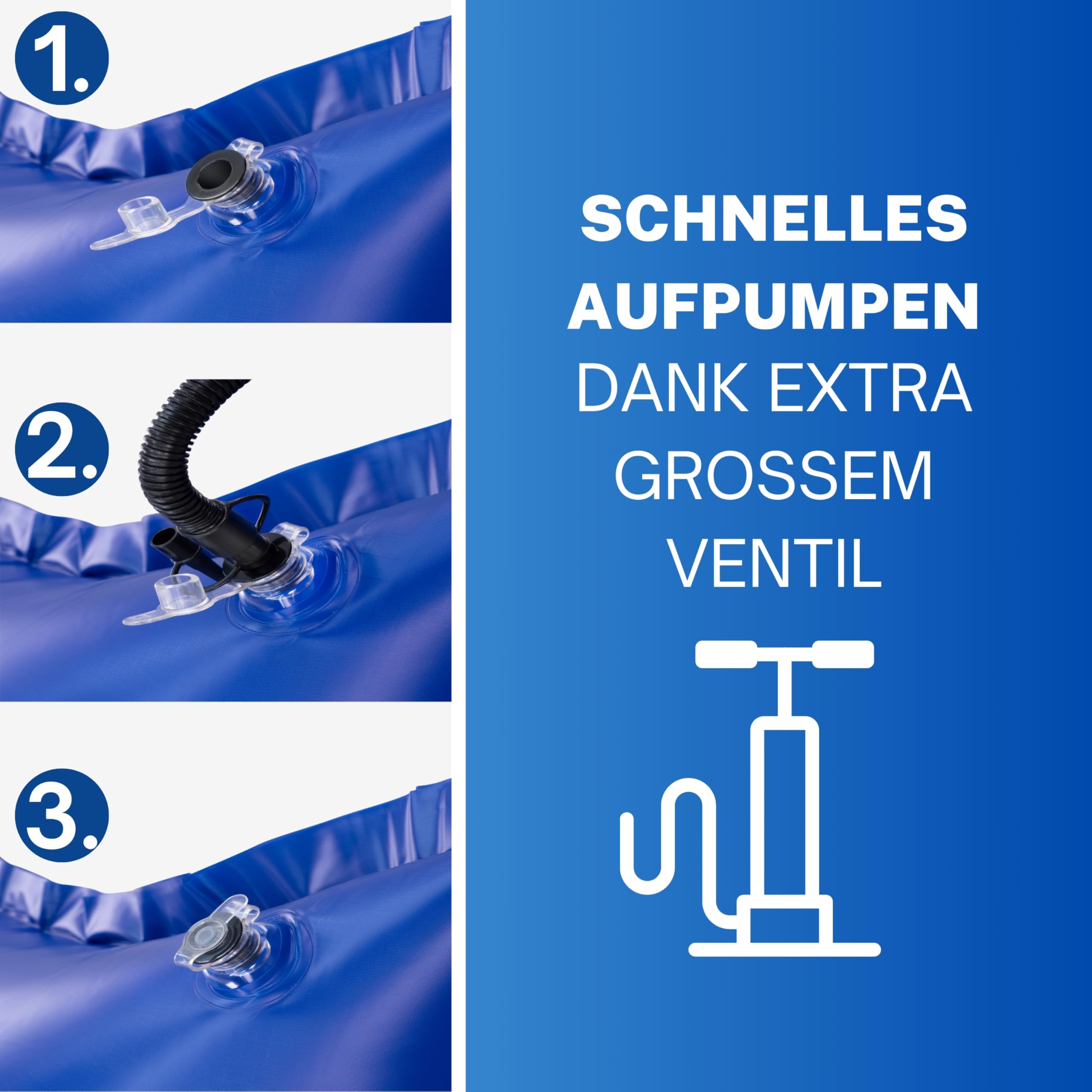 bonsport 2 x Poolkissen XXL Winter 120x120cm - JETZT NEU: DOPPELT VERSCHWEISST - Luftkissen zur Pool Überwinterung Kissen groß - Poolpolster Winterkissen, blau