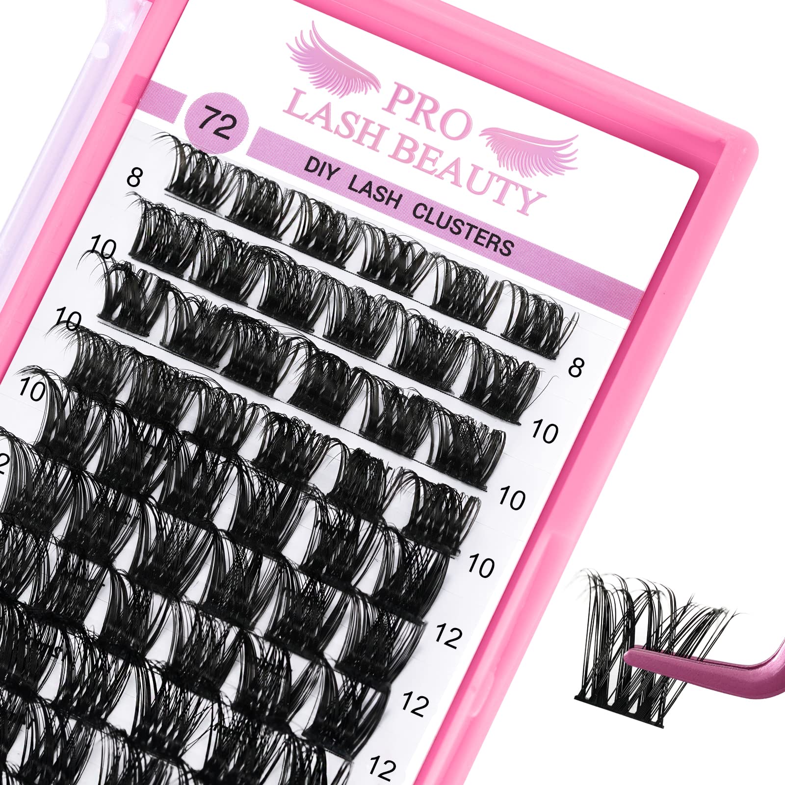 Cluster Lashes 72 Pcs Lash Clusters DIY Eyelash Extension Individual Cluster Eyelashes Tender Style Self-Application Fluffy Super Thin Band Reusable Soft & Comfortable(Tender-D-8-16mix)