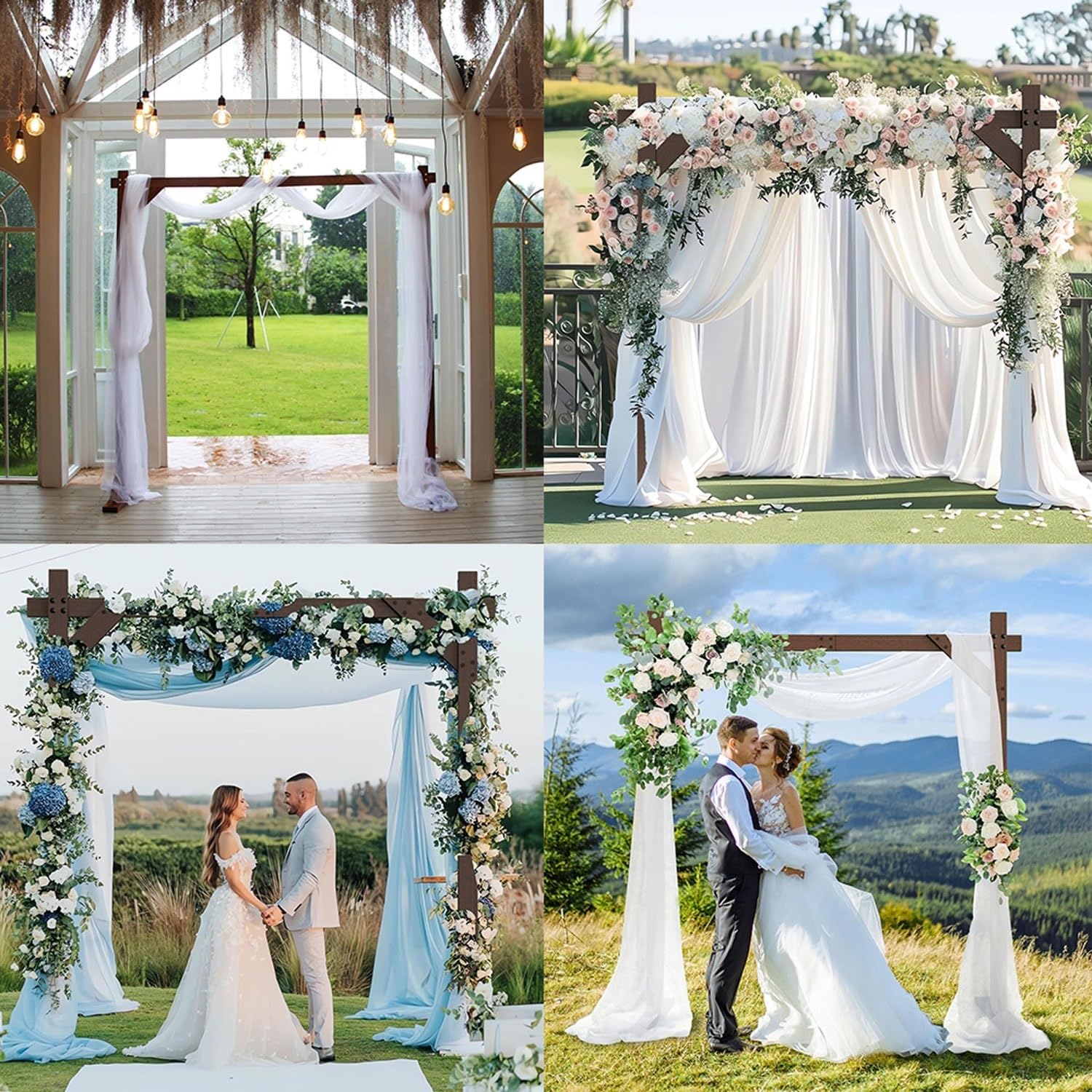 Retro Traubogen Holz Hochzeit Bogen Rosenbogen Hintergrundständer,for Innen- und Außenbereich,Rasen,Garten,eckig,Fotokabine Hintergrundständer,Garten Decoration,für Hochzeit