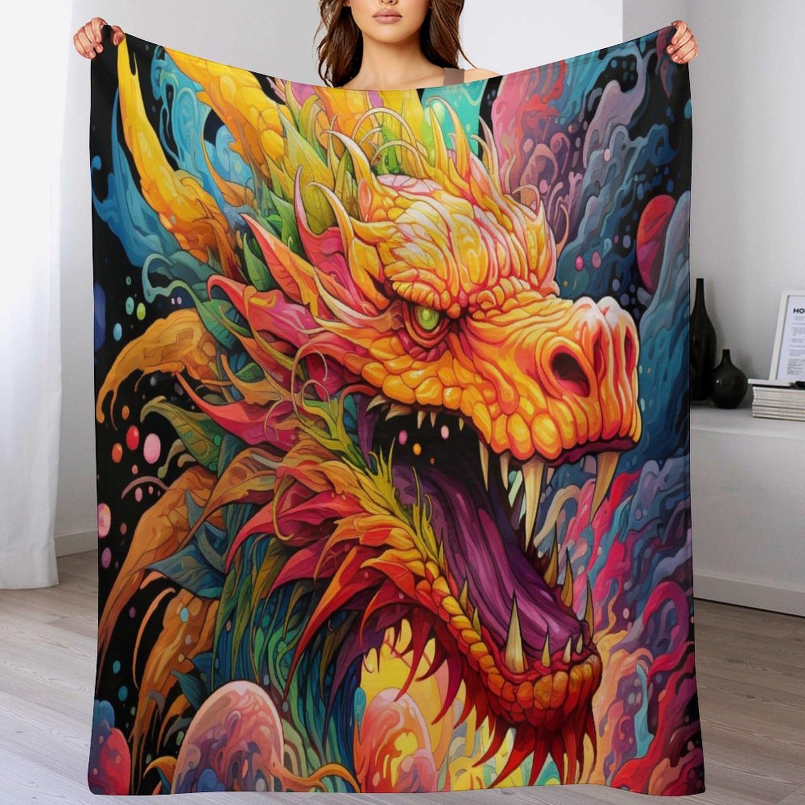Couverture flanelle dragon contre le froid en toute saison