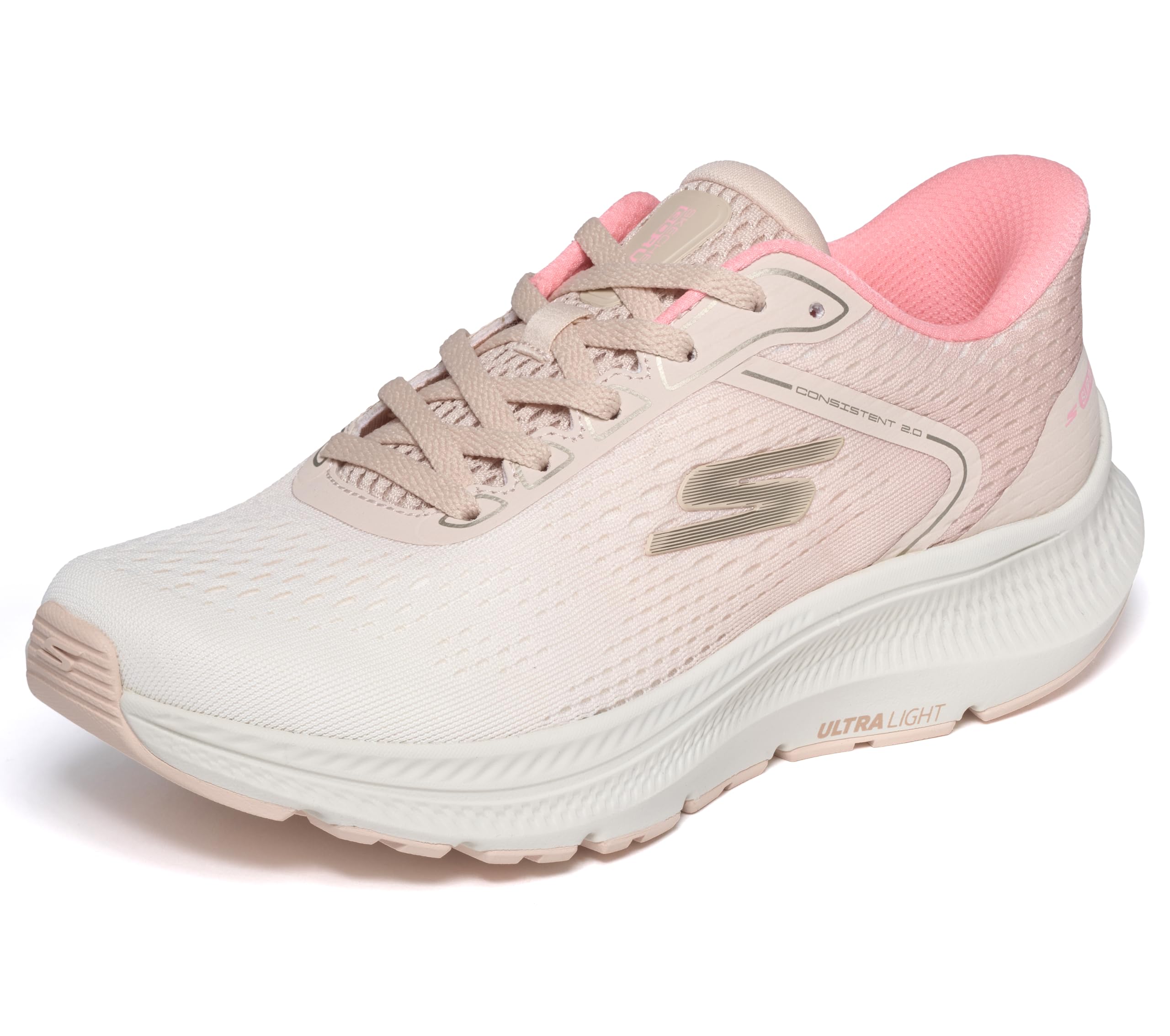 Skechers Women's Slip-in Engineered Ombre Mesh Lace Up Sneakers Pink