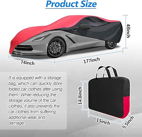Miniatura 8 de Funda de coche para C7 Stingray 2014-2019, apta para Chevy Corvette Stingray Z51 Z06 Grand Sport Corvette protección interior/exterior, rojo/negro