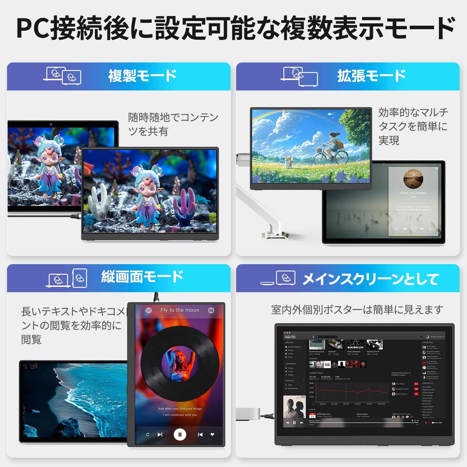Amazon.co.jp: Intehill モバイルモニター 14インチ 自立型 2.5K