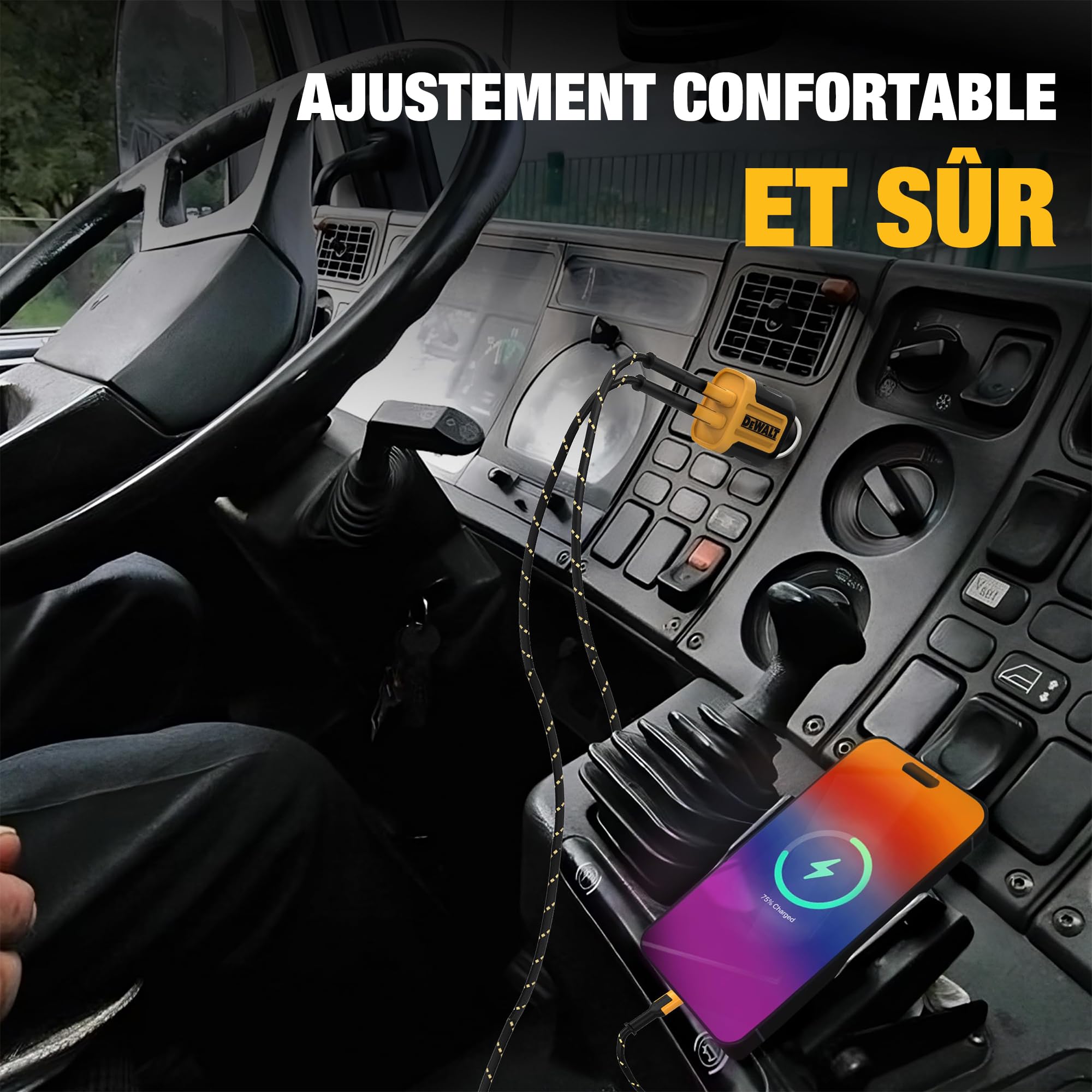 DEWALT Adaptateur Chargeur Voiture 24W USB, Allume-Cigare, Charge Rapide, Compatible iPhone, Samsung Galaxy, iPad
