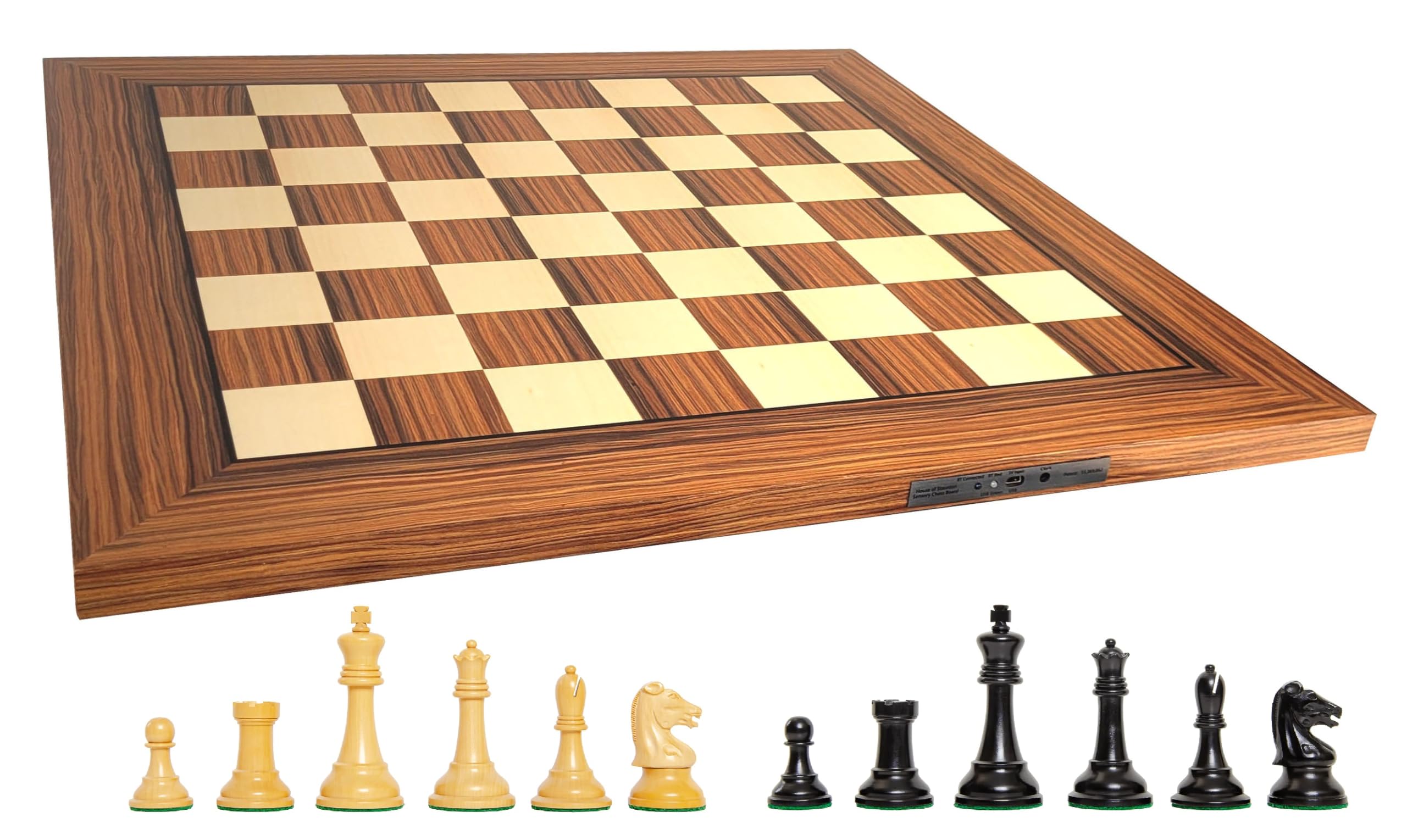 Chess Sensory Board (NO LEDs) with Reproduction of The Drueke Players Choice Chess Set - 3.75'' King