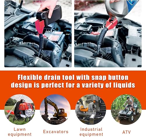 Miniatura 6 de Kewucn 2 embudos de plástico flexibles para automóvil, embudo de combustible de boca ancha con asa, embudo de aceite retráctil multifunción para