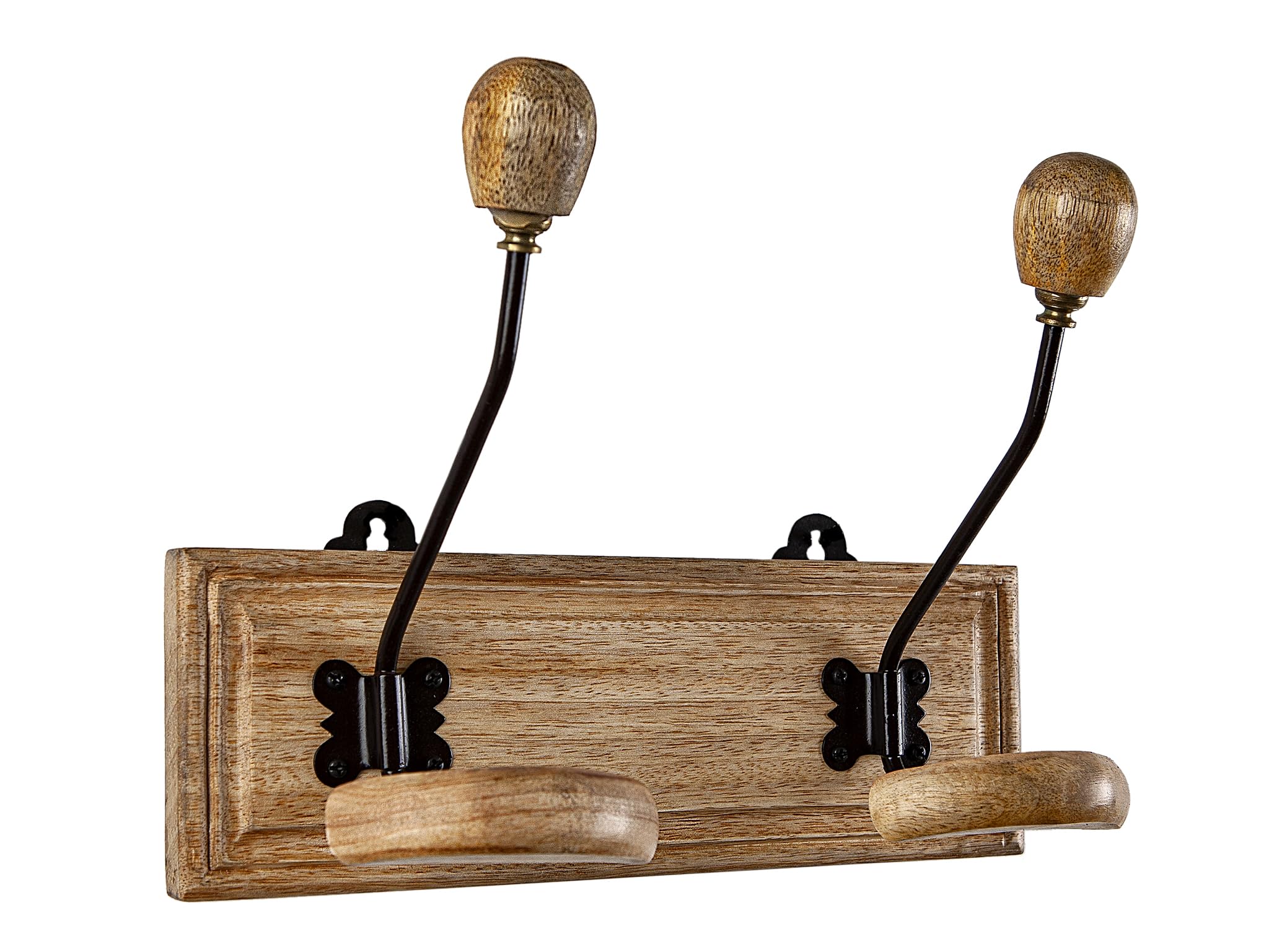 Percha madera y metal 2 pomos pour suspendre manteaux et sacs facilement