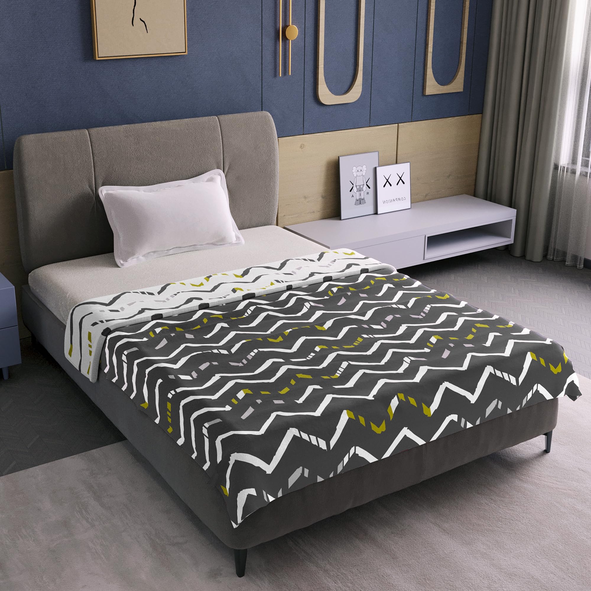 Desconocido Manta Reversible de poliéster, Liviana, para Cama Individual, diseño de Rayas, Color Verde y Verde
