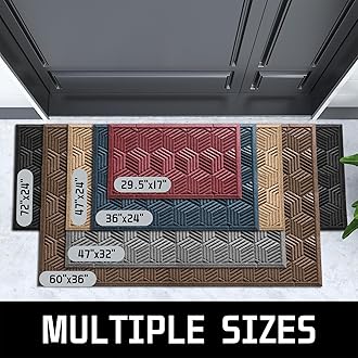 Yimobra Door Mats Outdoor 29.5x17, All-Season Waterproof Outdoor Mats for Front Door Entrance with Drainage Holes, Heavy Duty Non-Slip Doormat for Garage Patio Entryway Indoor, Black Gray