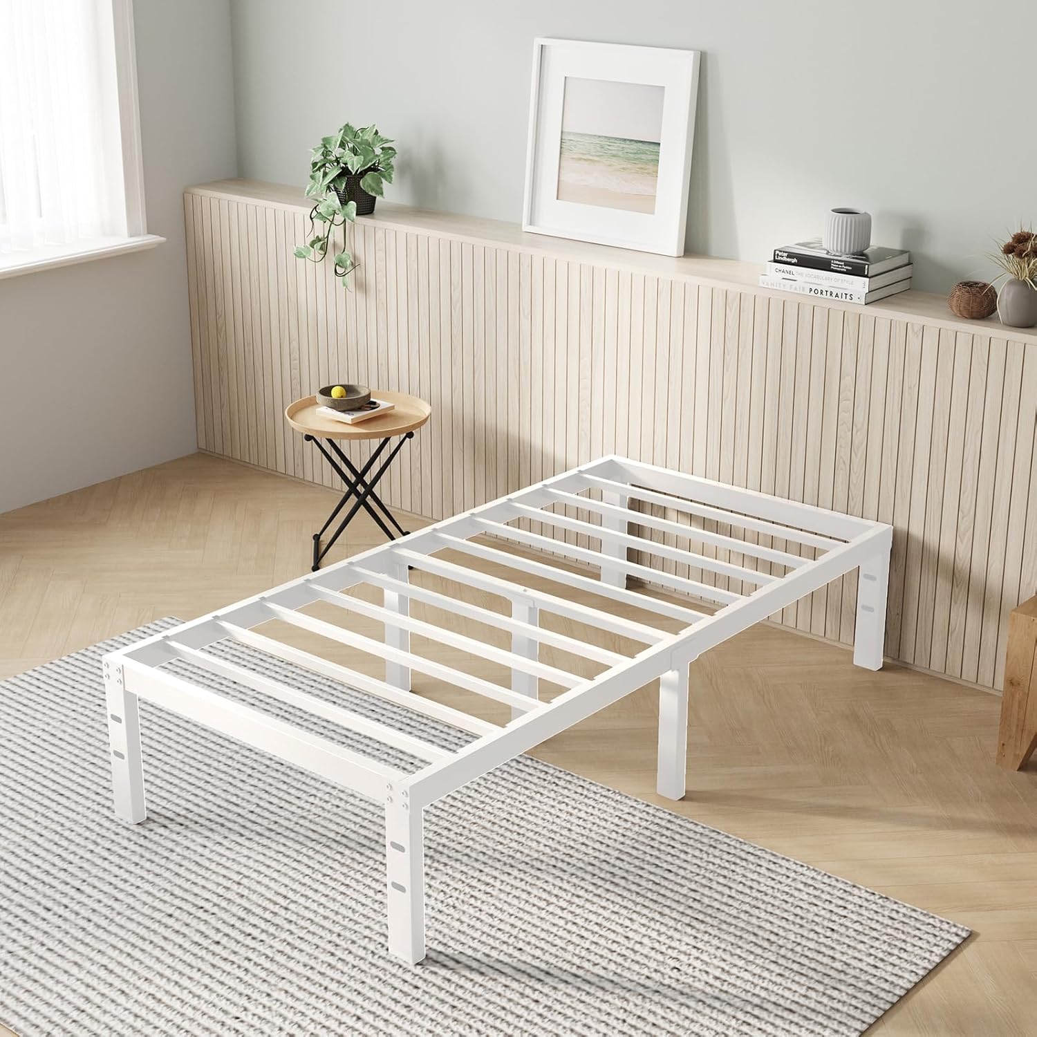 Novilla Twin Bed Frame, 12 Inch Metal Platform Bed Frame Twin Size with Storage Space Under Bed, Heavy Duty Steel Slat Support, Easy Assembly, No Box Spring Needed, White 12 Inch Twin White