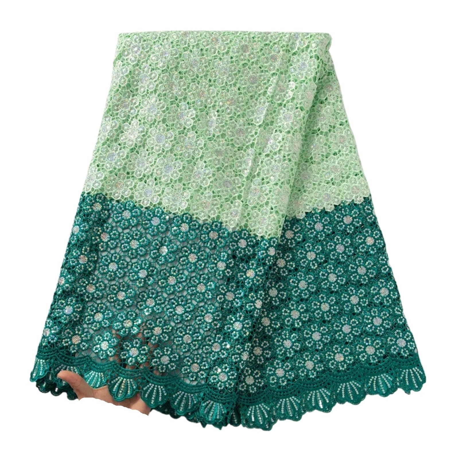 HKVTVCYPYA Nigerian Cord Lace Fabric African Guipure Novelty Water Soluble Wedding Dress for Women Sewing(36719)